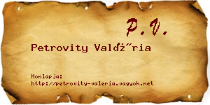 Petrovity Valéria névjegykártya